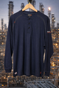Ariat Fr Long Sleeve Work Crew 3 Button - Navy Blue
