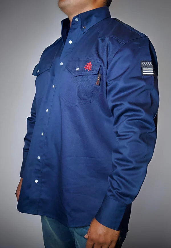 FR Western Style Pearl Snap - Navy
