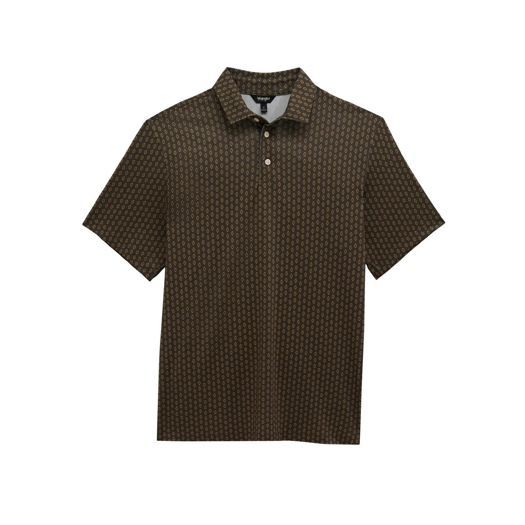 Wrangler®  Performance Polo Shirt - Regular Fit - Turkish Coffee Vertical Ditzy Checotah
