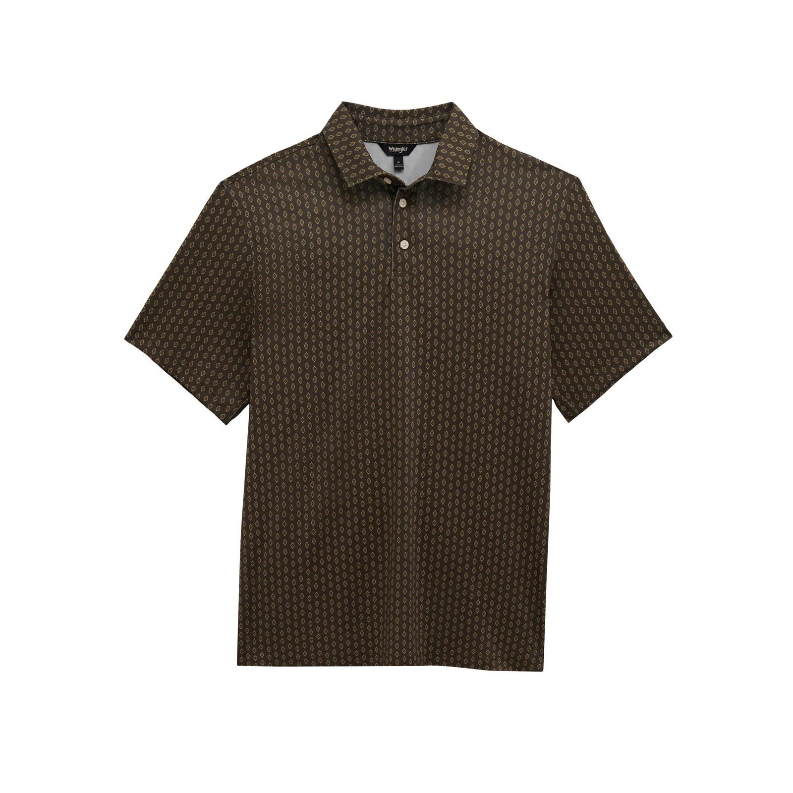 Wrangler®  Performance Polo Shirt - Regular Fit - Turkish Coffee Vertical Ditzy Checotah
