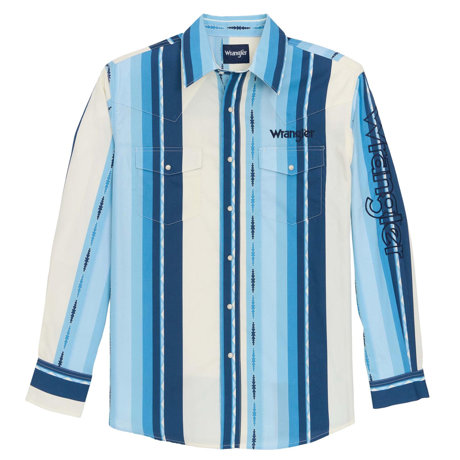 Wrangler® Long Sleeve Logo Shirt - Blue Multi