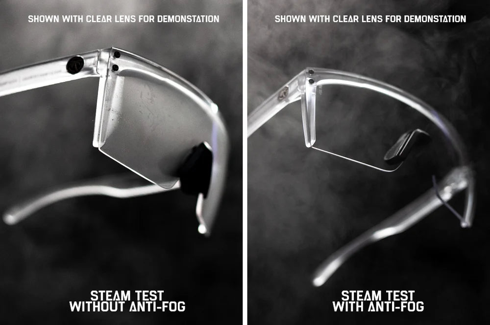 HEATWAVE® - Lazer Face Sunglasses: Black Frame Anti Fog Black Lens Z87