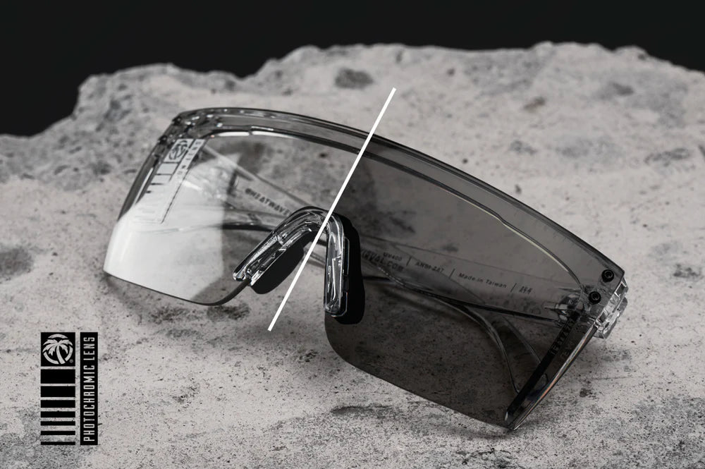 HEATWAVE® - Lazer Face Sunglasses: VAPOR CLEAR Frame Photochromic Lens Z87